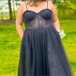 DAVIDS BRIDAL strapless sparkle illusion corset ball gown dress